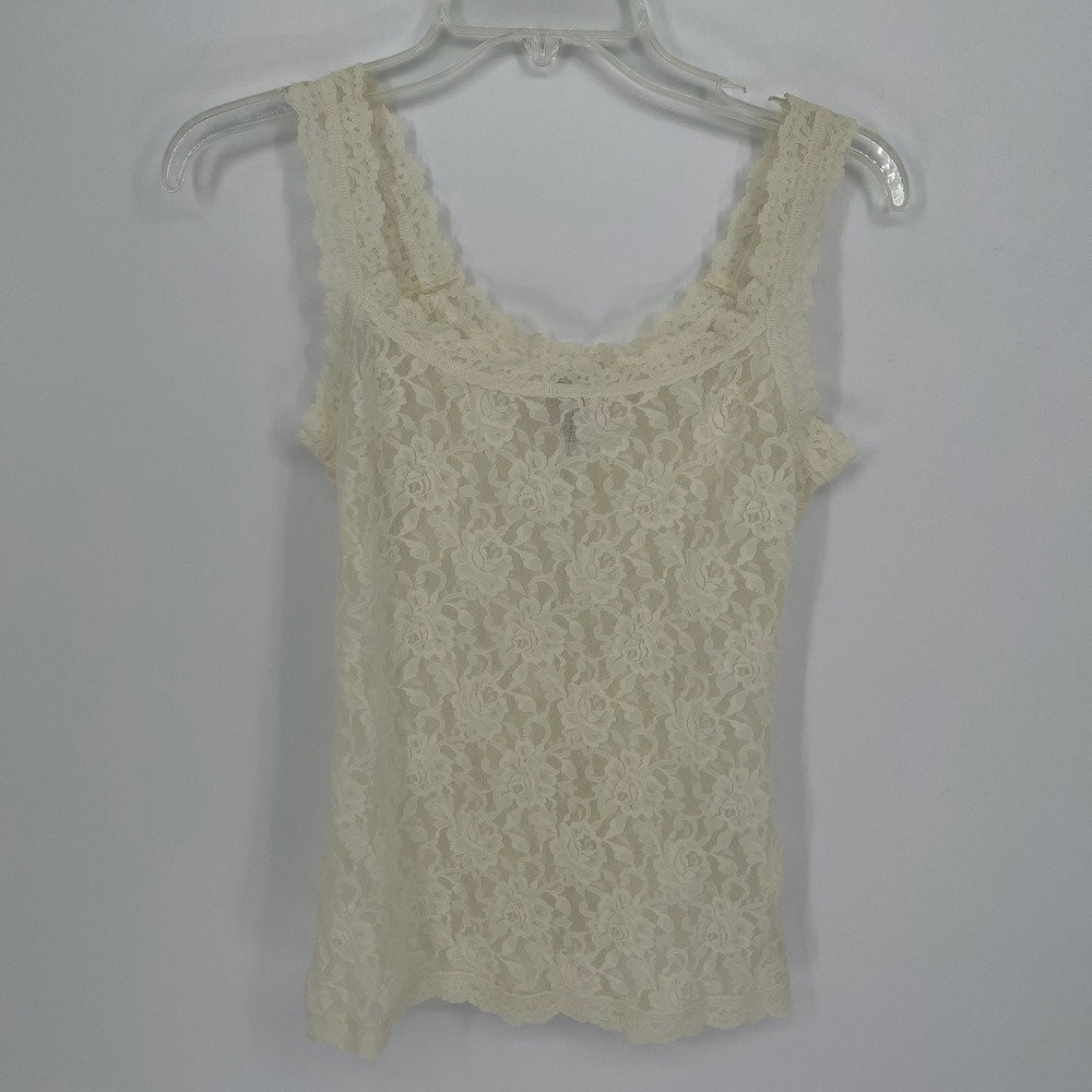 Hanky Panky Women's Ivory Sheer Floral‎ Signature Lace Camisole Tank Top Size M